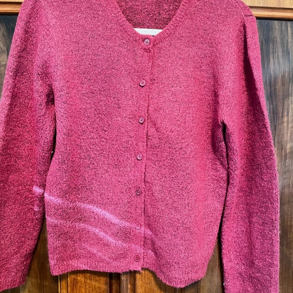 Monoprix Classic Raspberry Button-Front Cardigan Sweater - Picture 3 of 4